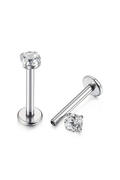 Nice For You أقراط من الفولاذ الجراحي (5 ملم حجر) Tragus Helix Lip Cartilage Piercing ذهبي اللون