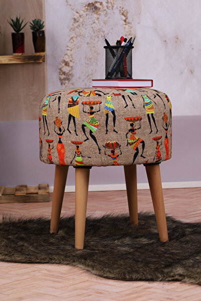 PUFMANYA ETNA DOĞAL GÜRGEN AYAKLI ÇOK AMAÇLI YUVARLAK PUF KOLTUK