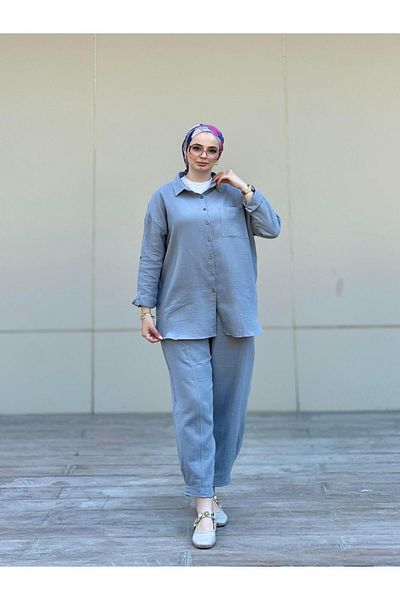 Ranasubaşı Muslin Shirt Suit Rs-090 Gray