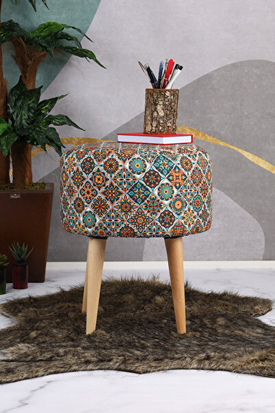 PUFMANYA ETNA DOĞAL GÜRGEN AYAKLI ÇOK AMAÇLI YUVARLAK PUF KOLTUK