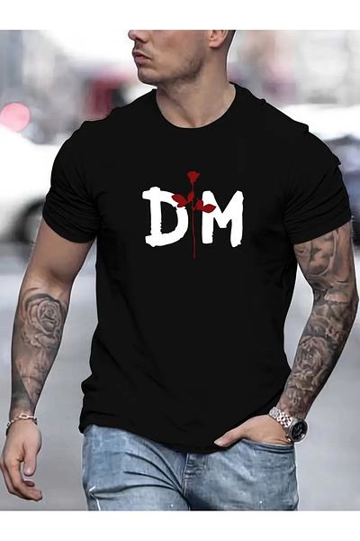 qubo sportswear & company Tricou negru cu mânecă scurtă, unisex, din bumbac, cu imprimeu supradimensionat