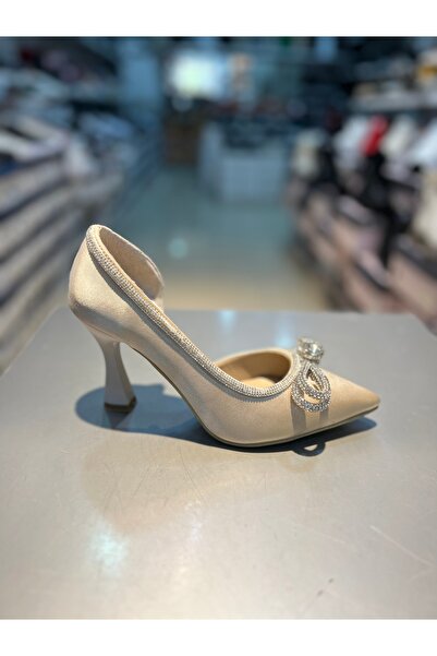 Alphus Γυναικεία παπούτσια με τακούνι Şah Satin Bow Stone