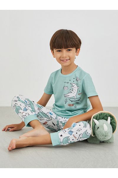Styli Graphic Print Round Neck T-Shirt and Pyjama Set
