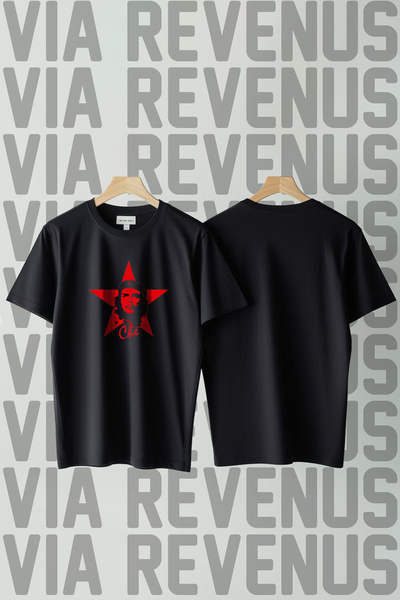 Vordevia Tricou unisex 100% bumbac cu decolteu rotund cu imprimeu Che