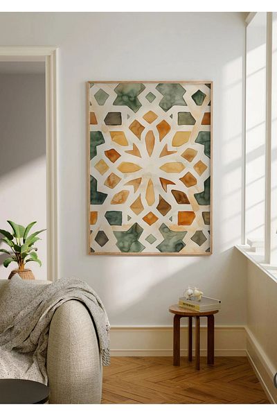 NT Handmade Natural Wooden Framed Uv Colorful Motif Print Wall Painting – Modern & Stylish Wall Decor