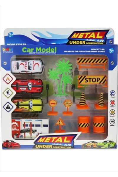 ATABY Garage Car Set - Garage Kit with Metal Cars and Traffic Accessories