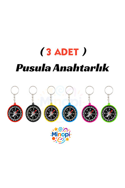 Minopi 3 Adet Pusula Anahtarlık Renkli Plastik Küçük Pusula Okul Deney Gezi Cep Pusulası Manyetik Hediye