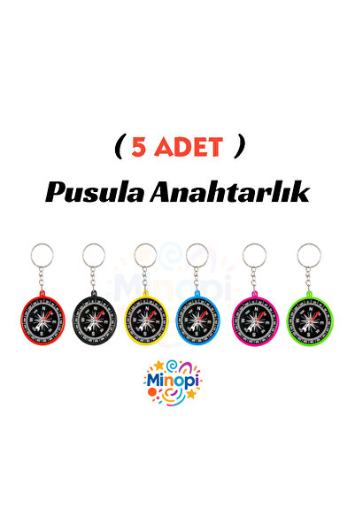 Minopi 5 قطع من سلسلة مفاتيح بوصلة بلاستيكية ملونة بوصلة صغيرة للمدرسة والتجربة والسفر بوصلة جيب هدية مغناطيسية