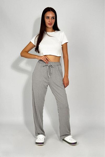 Betimoda Women's Adjustable Waist Striped Pocket Trousers Black