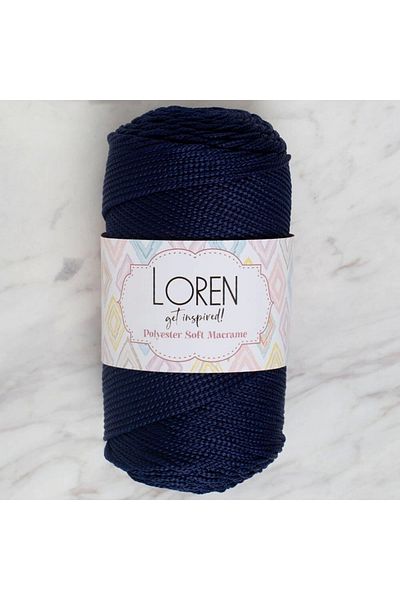 shop Loren Polyester Soft Macrame Dark Navy Hand Knitting Yarn - Lm030 - 34436