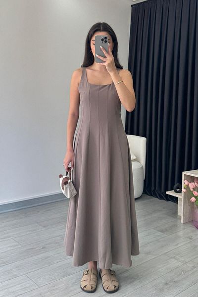 ECEMİ Ema Khaki Strappy Flared Dress