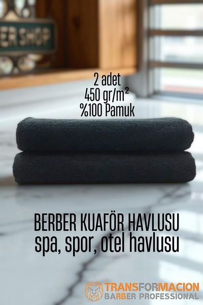 Transformacion Prosop pentru frizerie 2 bucăți prosop pentru frizer din bumbac 50x90 negru 721903