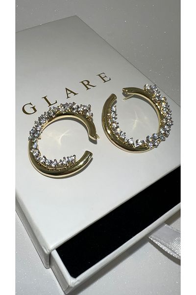 GLARE JEWELRY Melis Göral Model Design Zircon Stone Ring Luxury Stainless Steel Earrings