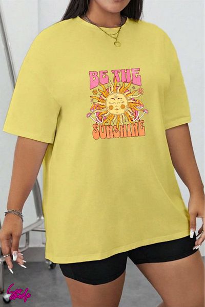 SevMode In Cart 5 and Above Purchases Get 1 T-Shirt Gift - Sunshine Printed Large Size T-Shirt