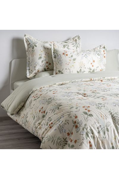 Cottage microfiber summer floral 6pc king comforter set, beige 220*240cm