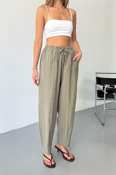 adba style 4027 Modal Cupra Women's Pants with Elastic Waistband
