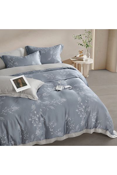 Cottage blue leaf 3pc comforter king 220*240cm