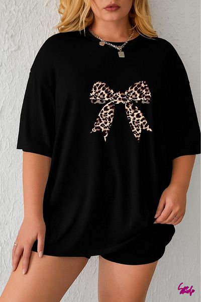 SevMode 1 T-Shirt Is a Gift for Purchases of 5 or More in the Cart - Leopard Ribbon Printed Large Size T-Shirt