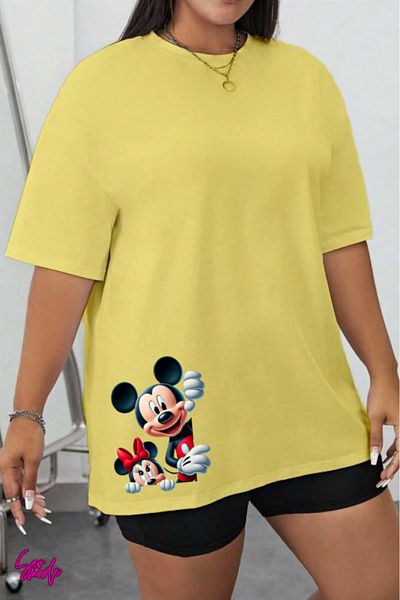 SevMode In the Cart, 1 T-Shirt Is a Gift for Purchases of 5 or More - Cartoon Character Printed Large Size T-Shirt