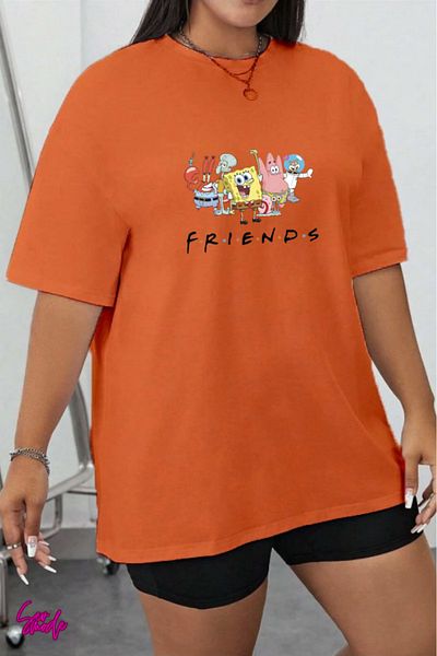 SevMode In the Cart, 1 T-Shirt Is a Gift for Purchases of 6 or More - Cartoon Character Printed Large Size T-Shirt