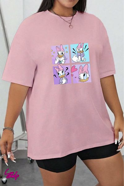SevMode In the Cart, 1 T-Shirt Is a Gift for Purchases of 5 or More - Cartoon Character Printed Large Size T-Shirt