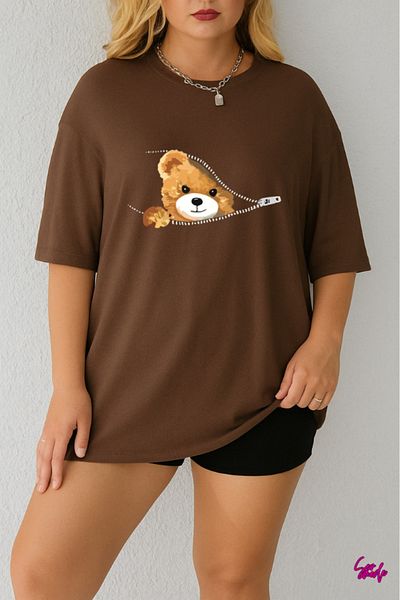 SevMode 1 T-Shirt Is a Gift for Purchases of 5 or More in the Cart - Teddy Bear Printed Large Size T-Shirt
