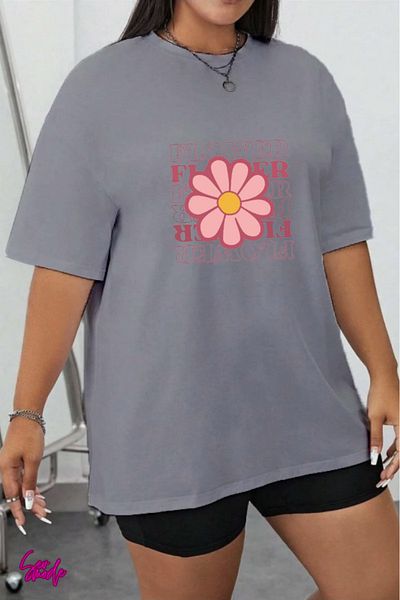 SevMode Flower Printed Large Size T-Shirt