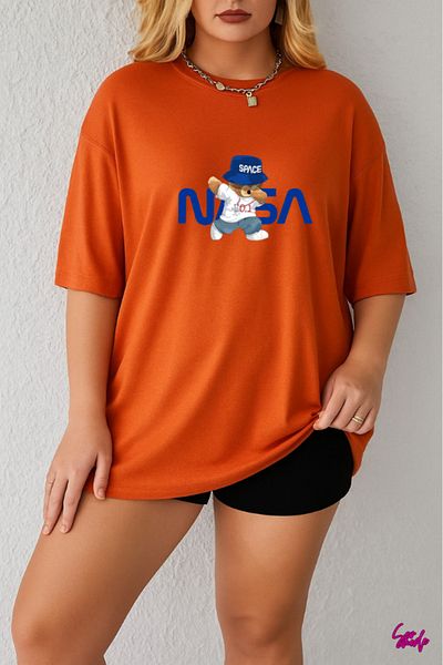 SevMode In the Cart, 1 T-Shirt Is a Gift for Purchases of 5 or More - Nasa Printed Large Size T-Shirt