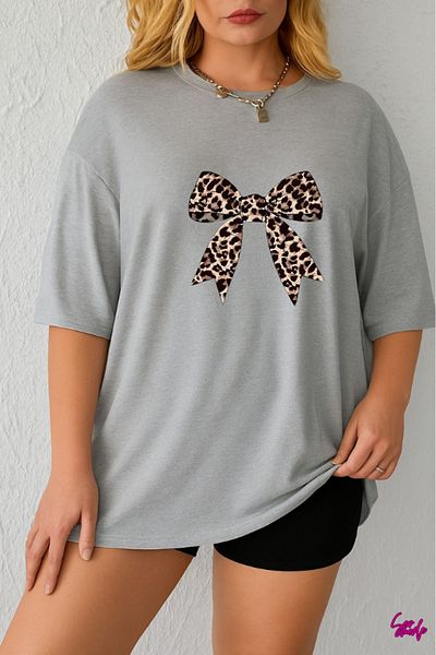 SevMode 1 T-Shirt Is a Gift for Purchases of 5 or More in the Cart - Leopard Ribbon Printed Large Size T-Shirt