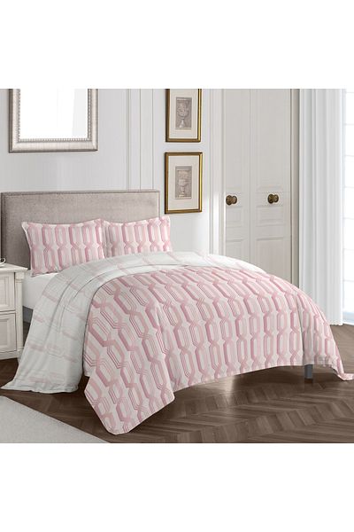 Cottage pink link print comforter - king size