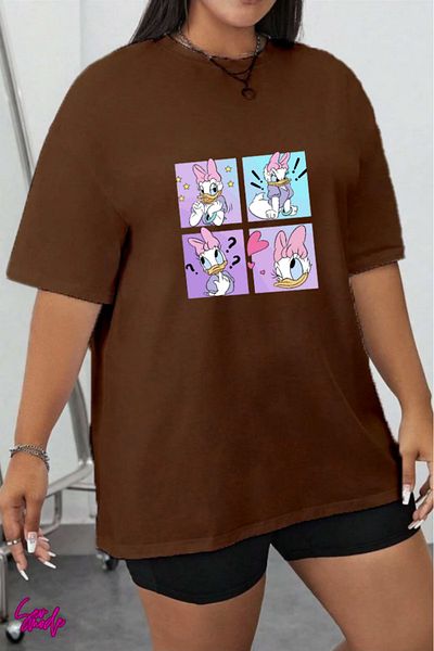 SevMode In the Cart, 1 T-Shirt Is a Gift for Purchases of 6 or More - Cartoon Character Printed Large Size T-Shirt