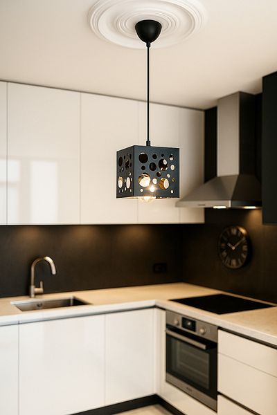 ARTILED Modern Black Metal Circle Patterned Single Pendant Lamp Chandelier