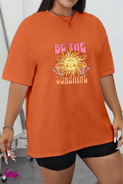 SevMode In Cart 5 and Above Purchases Get 1 T-Shirt Gift - Sunshine Printed Large Size T-Shirt