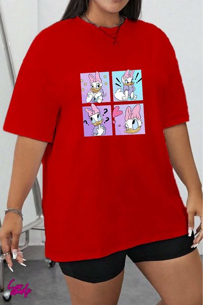 SevMode In the Cart, 1 T-Shirt Is a Gift for Purchases of 6 or More - Cartoon Character Printed Large Size T-Shirt