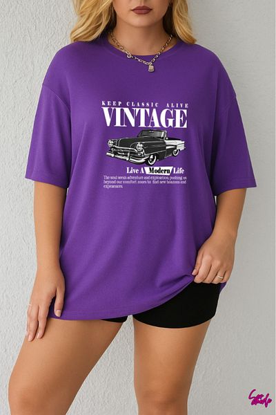 SevMode Vintage Printed Plus Size T-Shirt