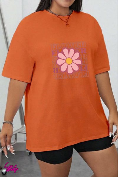 SevMode Flower Printed Large Size T-Shirt