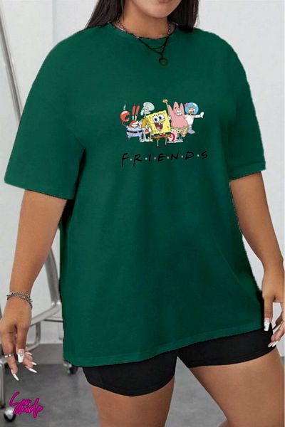 SevMode In the Cart, 1 T-Shirt Is a Gift for Purchases of 5 or More - Cartoon Character Printed Large Size T-Shirt