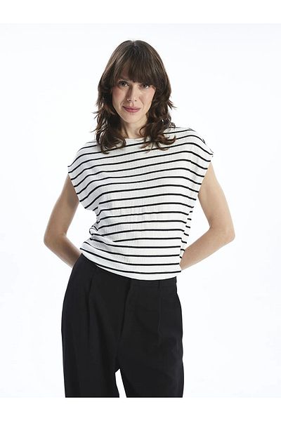 LC Waikiki Tricou de damă cu dungi cu gât