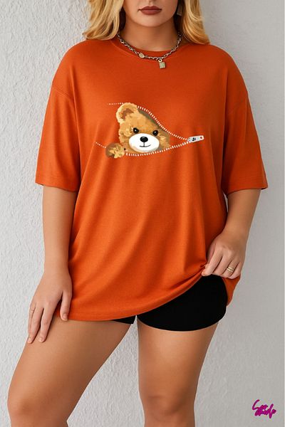 SevMode - Teddy Bear Printed Oversized T-Shirt