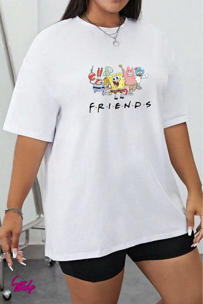 SevMode In the Cart, 1 T-Shirt Is a Gift for Purchases of 6 or More - Cartoon Character Printed Large Size T-Shirt