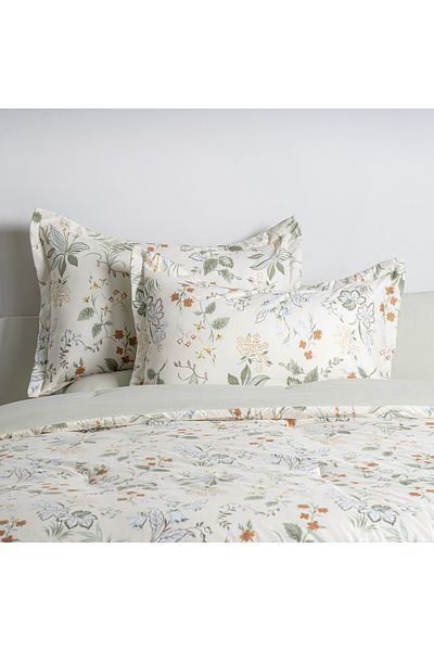 Cottage microfiber summer floral 6pc king comforter set, beige 220*240cm