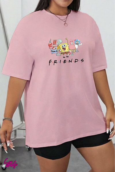 SevMode In the Cart, 1 T-Shirt Is a Gift for Purchases of 5 or More - Cartoon Character Printed Large Size T-Shirt