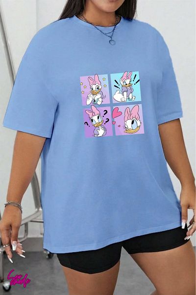 SevMode In the Cart, 1 T-Shirt Is a Gift for Purchases of 5 or More - Cartoon Character Printed Large Size T-Shirt