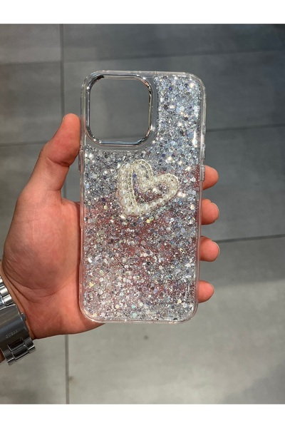 Mee.co İphone 16 Pro Max Uyumlu Inci Kalp Figürlü Şeffaf Epoksi Sert Silikon ...