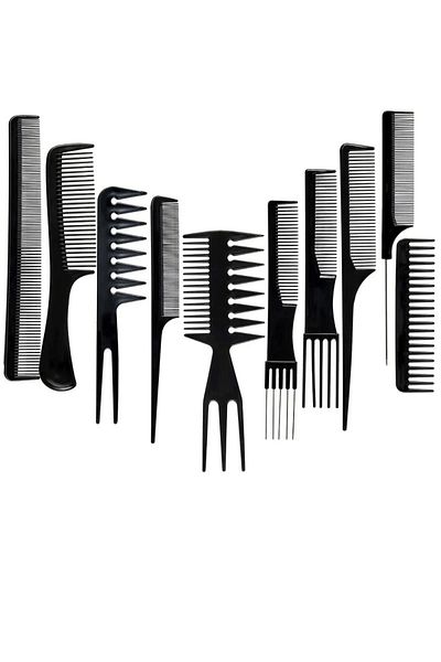 MR RZN STORE 10 Piece Professional Hairdresser Comb Set - Hair Cutting, Separation, Styling and Blow Drying Comb (Lisinya)