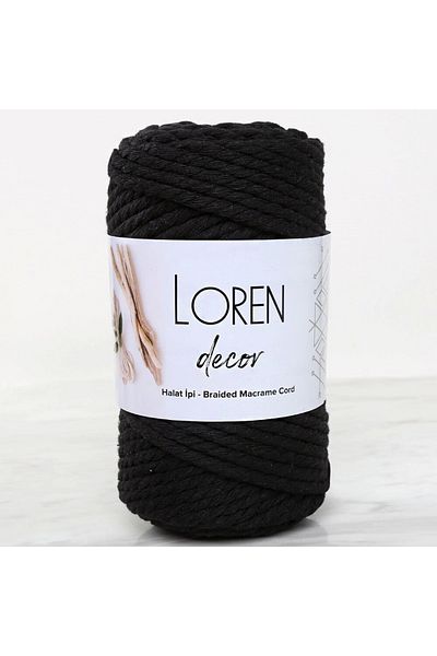 SİMYA TİCARET Loren Decor 3 Twist Macrame Rope Black - L006
