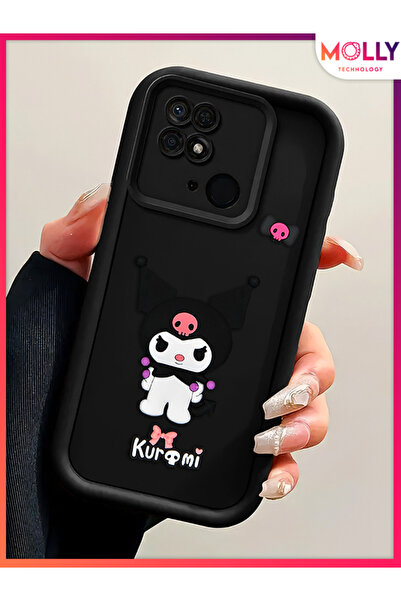 Molly Xiaomi Redmi 10C İçin Siyah Kenarları Kalın 3d Kabartmalı Kawaii Kuromi...