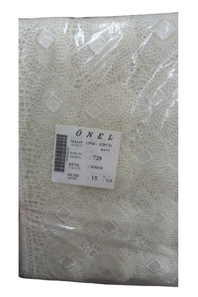 MırılShop Lace Polyester Guipure Tape Cream 15 Meters Width 6 cm On-728-Kr