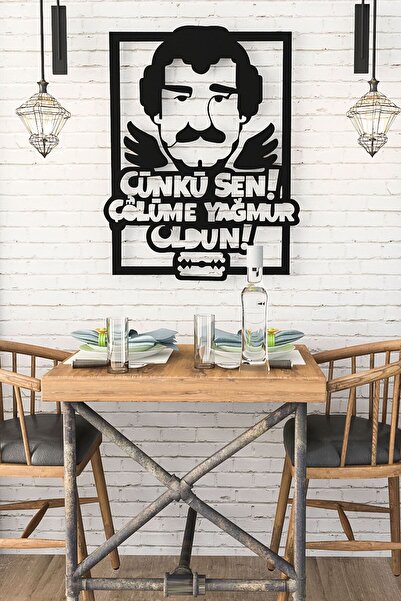 LUNOART Müslüm Gürses Metal Tablo | "Çünkü Sen Çölüme Yağmur Oldun" Yazılı Du...