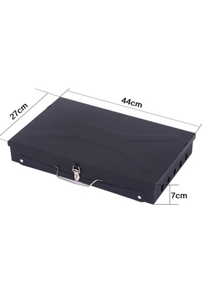 UNİBOX Portable Barbecue, Foldable, Briefcase Type, With Accessories Included, Metallic, 46x43 cm, Black,